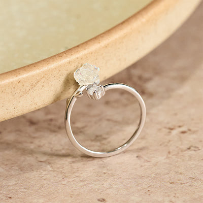 Buddha Stones 999 Sterling Silver Zircon Flower Adjustable Protection Ring - image 1