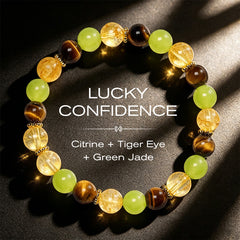 FREE Today: Prosperity and Happiness Natural Citrine Tiger Eye Green Jade Bracelet - Citrine Tiger Eye Green Jade(Wrist Circumference 14-16cm) - image 0