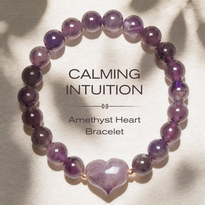 Buddha Stones Natural Amethyst Green Aventurine Tiger Eye Strawberry Quartz Love Heart Spiritual Bracelet - Amethyst(Wrist Circumference 14-16cm) - image 7