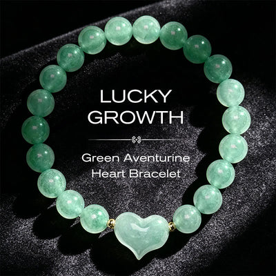 Buddha Stones Natural Amethyst Green Aventurine Tiger Eye Strawberry Quartz Love Heart Spiritual Bracelet - Green Aventurine(Wrist Circumference 14-16cm) - image 18