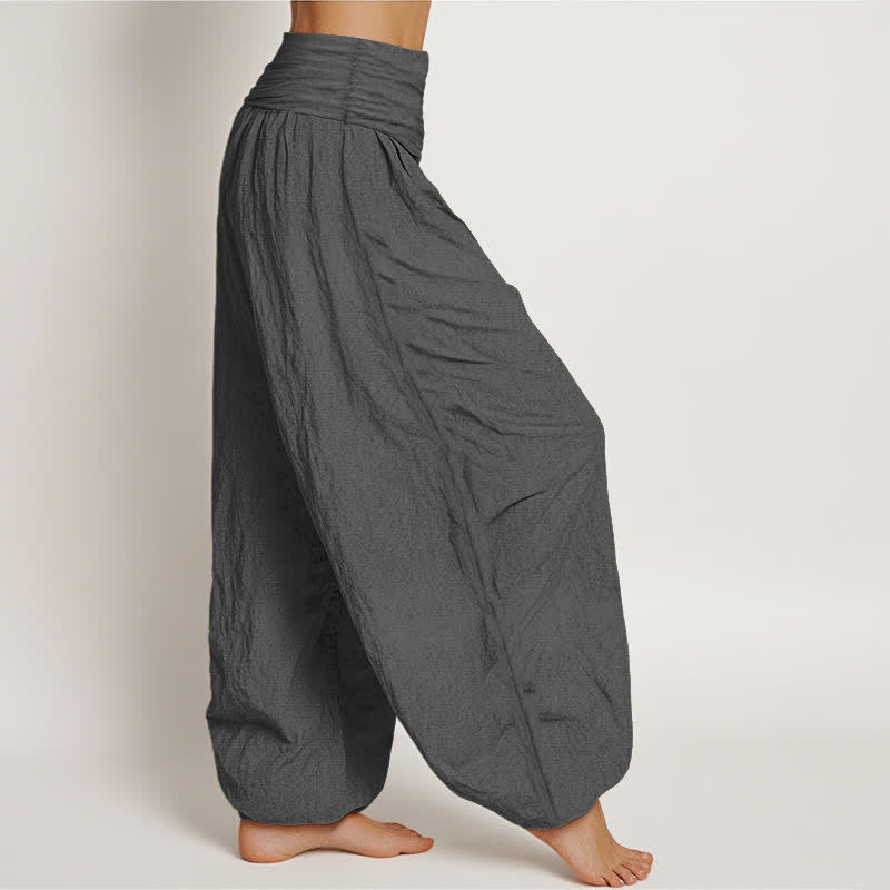 Buddha Stones Pure Cotton Pink Lotus Pattern Women's Elastic Waist Harem Pants - image 9