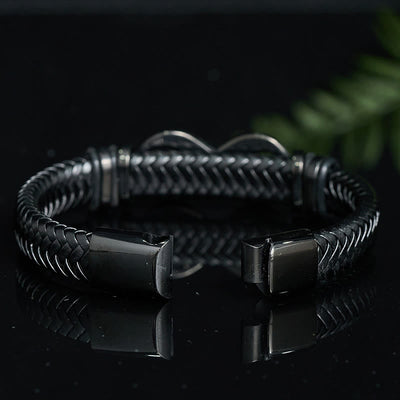 Buddha Stones Infinity Design 444 Angel Number 888 Angel Number Titanium Steel Leather Strengthen Bracelet - image 2