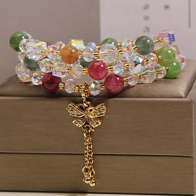 Buddha Stones Tourmaline Butterfly Pendant Transformation Three Layer Faceted Faceted Bracelet - image 2