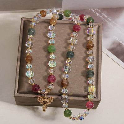 Buddha Stones Tourmaline Butterfly Pendant Transformation Three Layer Faceted Faceted Bracelet - image 7