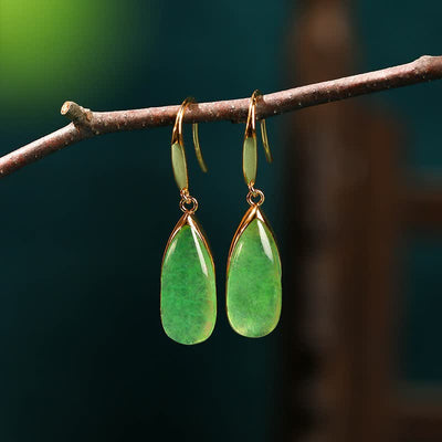 FREE Today: Prosperity and Luck Jade Teardrop Vintage Gold Tone Earrings - Jade Teardrop Earrings - Copper(Harmonic Connection ♥ Grounding) - image 0