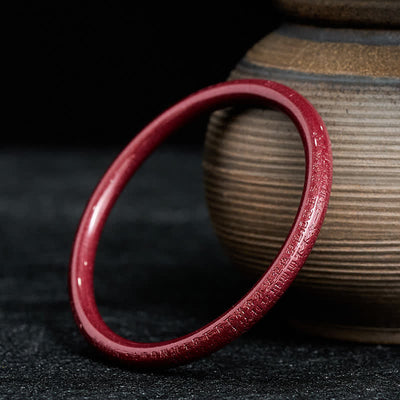 Buddha Stones Cinnabar Plain Heart Sutra Calm Bracelet Bangle - Heart Sutra - 58–60 mm - image 7
