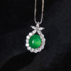 Buddha Stones Natural Green Chalcedony Pink Chalcedony Flower Courage Necklace - Green Chalcedony(Strength♥Courage) - image 0