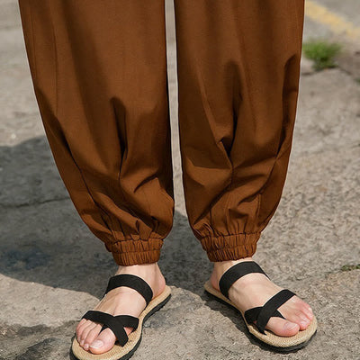 Buddha Stones Summer Casual Drawstring Chinese Character Carefree Embroidery Ankle Pants Men's Harem Pants With Pockets - image 18