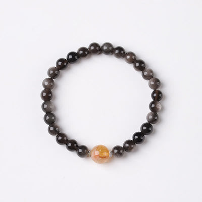 Buddha Stones Black Obsidian Grounding Hand-Woven New Chinese Round Bracelet - image 11