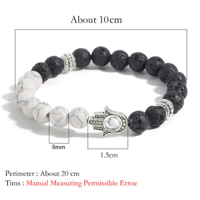 Buddha Stones Lava Rock Hamsa Palm Protection Handcrafted Round Bracelet - image 15