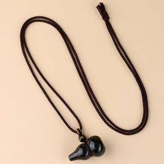 Buddha Stones Rainbow Obsidian Gourd Protection Hand-Woven Pendant Necklace - Rainbow Obsidian(Color Shifts in Light) - image 0