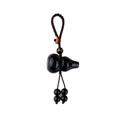 Buddha Stones Rainbow Obsidian Gourd Protection Hand-Woven Vintage Keychains - image 3