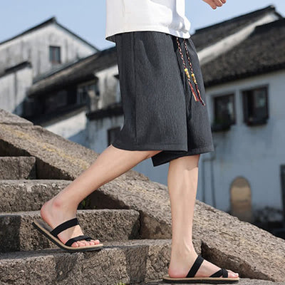 Buddha Stones Summer Casual Drawstring Solid Bermuda Shorts Men's With Pockets - image 33