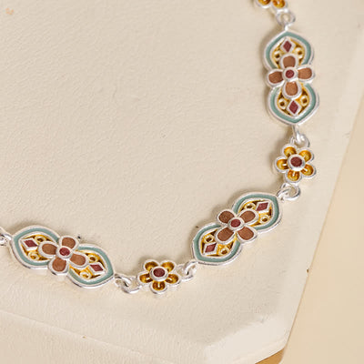 Buddha Stones Copper Enamel Floral Pattern Healing Bracelet - image 4