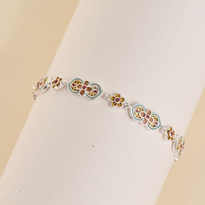 Buddha Stones Copper Enamel Floral Pattern Healing Bracelet - image 2