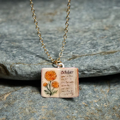 Buddha Stones Copper Birth Flower Strengthen Book Design Balance Pendant Necklace - image 39