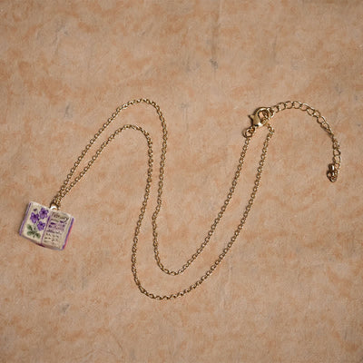 Buddha Stones Copper Birth Flower Strengthen Book Design Balance Pendant Necklace - image 12