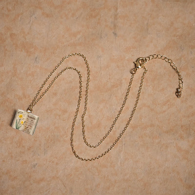 Buddha Stones Copper Birth Flower Strengthen Book Design Balance Pendant Necklace - image 44