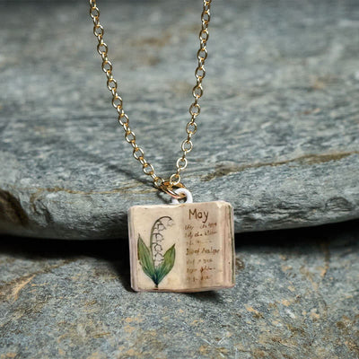 Buddha Stones Copper Birth Flower Strengthen Book Design Balance Pendant Necklace - image 23