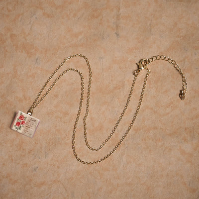 Buddha Stones Copper Birth Flower Strengthen Book Design Balance Pendant Necklace - image 3