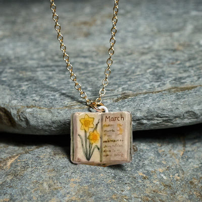 Buddha Stones Copper Birth Flower Strengthen Book Design Balance Pendant Necklace - image 15
