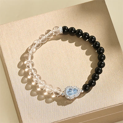 Buddha Stones Clear Quartz Black Obsidian Gourd Clarity Bracelet - image 12