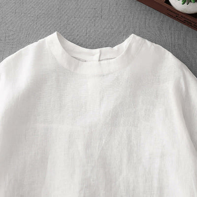 Buddha Stones Summer Casual Minimalist Back Buttons Solid Women's Short Sleeve T-Shirts With Front Pockets - image 24