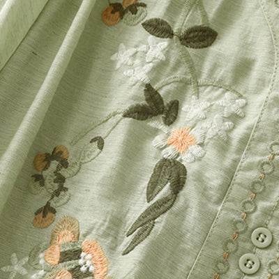 Buddha Stones Summer Boho Embroidery Floral Women's Short Sleeve Shirt - image 2