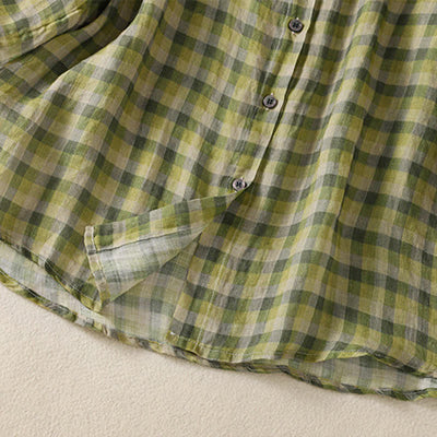 Buddha Stones Summer Vintage Button Up Plaid Women's Short Sleeve Shirts - image 6