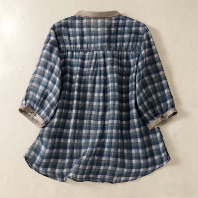 Buddha Stones Summer Vintage Button Up Plaid Women's Short Sleeve Shirts - image 9