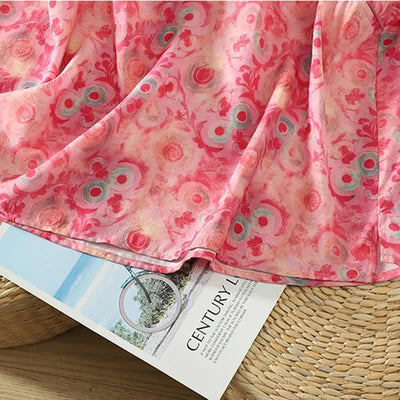Buddha Stones Summer Elegant Mandarin Collar Side Slit Floral Print Women's Sleeveless Shirts - image 22