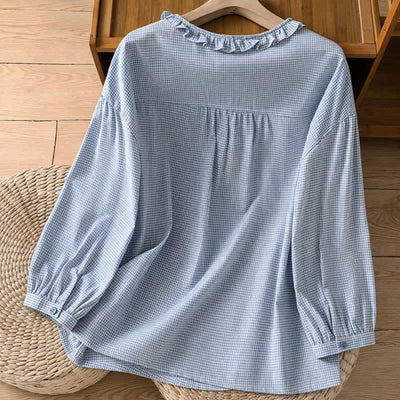 Buddha Stones Spring Button-Up Gingham Women's Long Sleeve Shirts - image 10