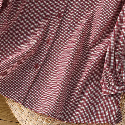 Buddha Stones Spring Button-Up Gingham Women's Long Sleeve Shirts - image 5