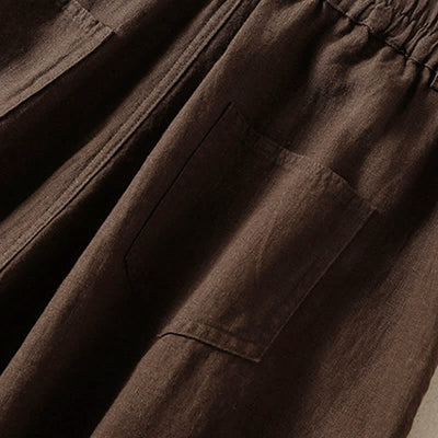 Buddha Stones Summer Casual Solid Cropped Elastic Waist Women's Harem Pants With Pockets - image 13