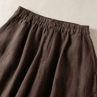 Buddha Stones Summer Casual Solid Cropped Elastic Waist Women's Harem Pants With Pockets - image 11