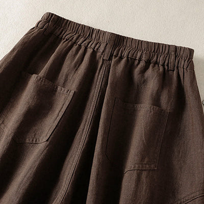 Buddha Stones Summer Casual Solid Cropped Elastic Waist Women's Harem Pants With Pockets - image 14