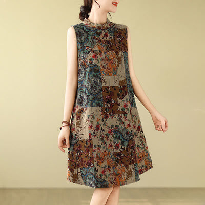Buddha Stones Summer Paisley Floral Women's Summer Sleeveless Dress With Pockets - image 3