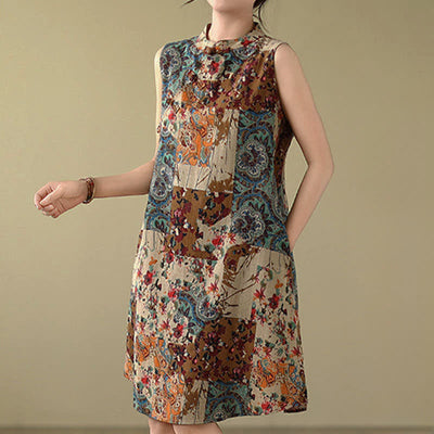 Buddha Stones Summer Paisley Floral Women's Summer Sleeveless Dress With Pockets - image 2