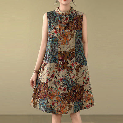 Buddha Stones Summer Paisley Floral Women's Summer Sleeveless Dress With Pockets - image 1