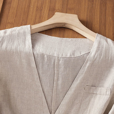 Buddha Stones Summer Casual Button-Up Solid V-Neck Women's Short Sleeve Shirts With Pockets - image 19