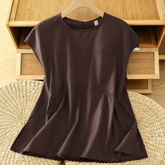 Buddha Stones Summer Casual Solid Crew Neck Women's Cap Sleeve T-Shirts Tank Top - SaddleBrown - US14，UK/AU18，EU46 (2XL) - image 0