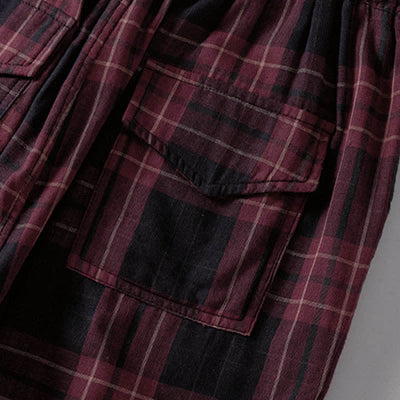 Buddha Stones Spring Casual Drawstring Plaid Pattern Elastic Waist Cropped Women's Harem Pants With Pockets - image 18