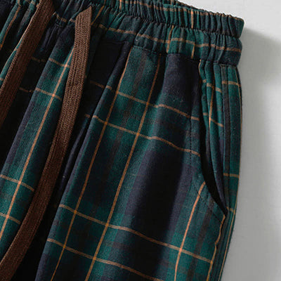 Buddha Stones Spring Casual Drawstring Plaid Pattern Elastic Waist Cropped Women's Harem Pants With Pockets - image 5