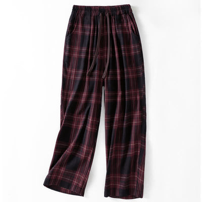 Buddha Stones Spring Casual Drawstring Plaid Pattern Elastic Waist Cropped Women's Harem Pants With Pockets - DarkRed - US12，UK/AU16，EU44 (2XL) - image 10