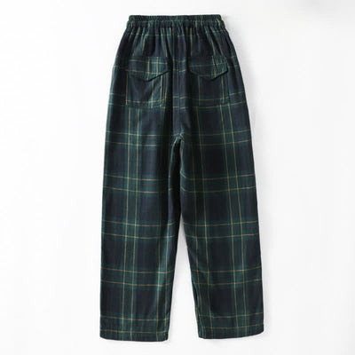 Buddha Stones Spring Casual Drawstring Plaid Pattern Elastic Waist Cropped Women's Harem Pants With Pockets - image 1