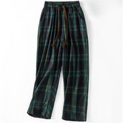 Foviel Frühling Casual Zugzug Plaid Muster elastische Taille gecroppet Damen Harem Hosen mit Taschen