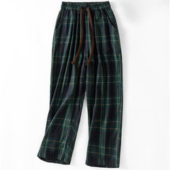 Buddha Stones Spring Casual Drawstring Plaid Pattern Elastic Waist Cropped Women's Harem Pants With Pockets - Teal - US12，UK/AU16，EU44 (2XL) - image 0
