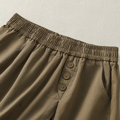 Buddha Stones Summer Casual Decorative Buttons Solid Women's Shorts With Pockets - image 2