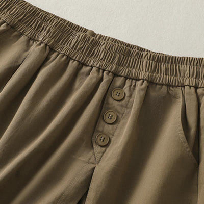 Buddha Stones Summer Casual Decorative Buttons Solid Women's Shorts With Pockets - image 3