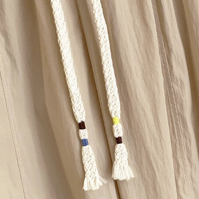 Buddha Stones Spring Summer Casual Drawstring Solid Cropped Women's Wide Leg Pants With Pockets - image 4
